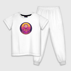 Пижама хлопковая детская Матрешка Retrowave, цвет: белый