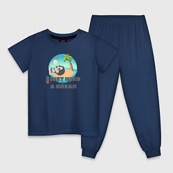 Пижама хлопковая детская Пора в отпуск, цвет: тёмно-синий