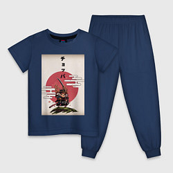 Пижама хлопковая детская Тони Тони Чоппер самурай, цвет: тёмно-синий