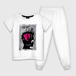 Пижама хлопковая детская Fihgt club poster, цвет: белый