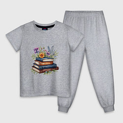 Детская пижама Стопка книг с полевыми цветами