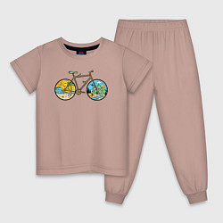 Пижама хлопковая детская Nature bike, цвет: пыльно-розовый