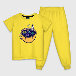 Пижама хлопковая детская Космический напиток, цвет: желтый