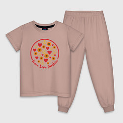 Пижама хлопковая детская Мир любовь солнце, цвет: пыльно-розовый