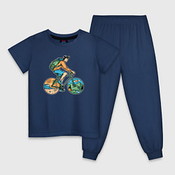 Пижама хлопковая детская Nature biker, цвет: тёмно-синий