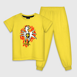 Пижама хлопковая детская Герб Радовида - рисунок Геральда из квеста, цвет: желтый
