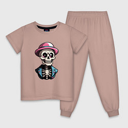 Детская пижама Скелет в розовой шляпе