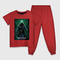 Пижама хлопковая детская Assassins creed стиль матрицы, цвет: красный