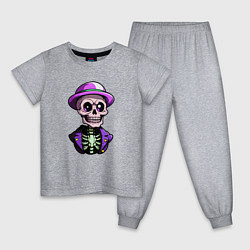 Детская пижама Скелет в фиолетовой шляпе