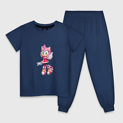 Пижама хлопковая детская Соник Эми, цвет: тёмно-синий