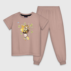 Пижама хлопковая детская Яо Яо из Геншин Импакт, цвет: пыльно-розовый
