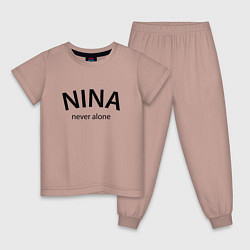 Пижама хлопковая детская Nina never alone - motto, цвет: пыльно-розовый