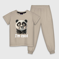 Пижама хлопковая детская Крутая панда cool, цвет: миндальный
