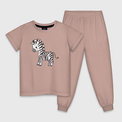 Пижама хлопковая детская Маленькая зебра, цвет: пыльно-розовый