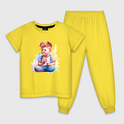 Пижама хлопковая детская Ребенок с конфетой, цвет: желтый