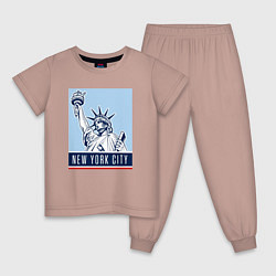 Пижама хлопковая детская Style New York, цвет: пыльно-розовый