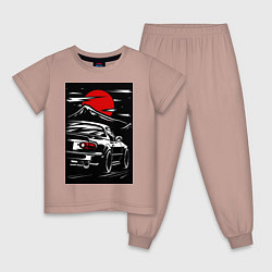 Пижама хлопковая детская Мазда mx5 miata, цвет: пыльно-розовый