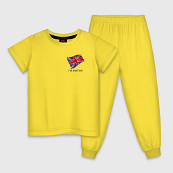 Пижама хлопковая детская Im British - motto, цвет: желтый