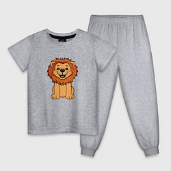 Пижама хлопковая детская Весёлый лев, цвет: меланж