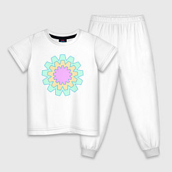 Пижама хлопковая детская Круговые фигуры, цвет: белый