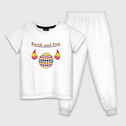 Пижама хлопковая детская Earth and fire, цвет: белый