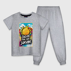 Пижама хлопковая детская Create your own sunshine, цвет: меланж