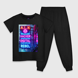 Детская пижама Ai hacker digital rebel - neon glow