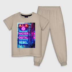 Детская пижама Ai hacker digital rebel - neon glow