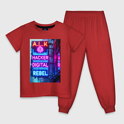 Детская пижама Ai hacker digital rebel - neon glow