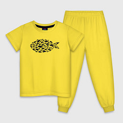 Пижама хлопковая детская Рыбная рыба, цвет: желтый