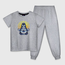 Пижама хлопковая детская Забавная горилла медитирует, цвет: меланж