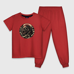 Пижама хлопковая детская Жуткая рыба монстр, цвет: красный