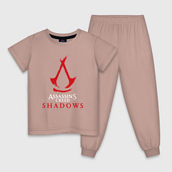 Пижама хлопковая детская Assassins creed shadows logo, цвет: пыльно-розовый