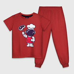 Пижама хлопковая детская Повар космонавт, цвет: красный