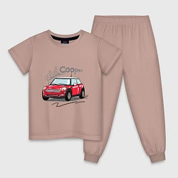 Пижама хлопковая детская Mini Cooper, цвет: пыльно-розовый