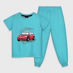 Пижама хлопковая детская Mini Cooper, цвет: бирюзовый