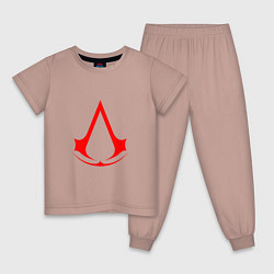 Пижама хлопковая детская Red logo of assassins, цвет: пыльно-розовый