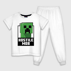 Пижама хлопковая детская Minecraft hostile mob, цвет: белый