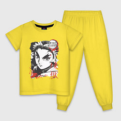 Пижама хлопковая детская Клинок рассекающий демонов Ренгоку demon slayer, цвет: желтый