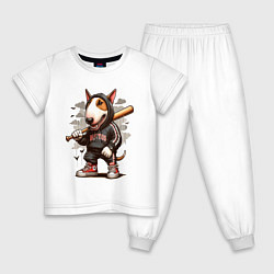 Пижама хлопковая детская Bully with a baseball bat - ai art fantasy, цвет: белый