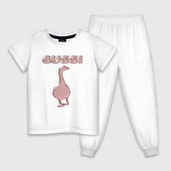 Детская пижама Гусси - розовый металик