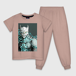 Пижама хлопковая детская Кайдзю номер восемь, цвет: пыльно-розовый