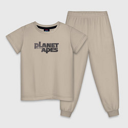 Пижама хлопковая детская Planet of the apes logo, цвет: миндальный