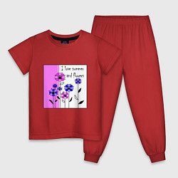 Детская пижама Люблю лето и цветы яркий розовый
