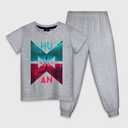 Пижама хлопковая детская Once human logotype, цвет: меланж