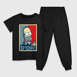 Пижама хлопковая детская Homer with donut, цвет: черный