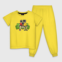 Пижама хлопковая детская Телевизионная семья, цвет: желтый