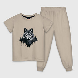 Детская пижама Волк и лес