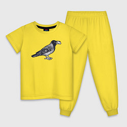 Пижама хлопковая детская Ворона с денежкой, цвет: желтый