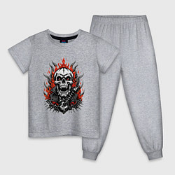 Пижама хлопковая детская Рок музыкант череп, цвет: меланж